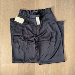 Abercrombie & Fitch Womens Tailored Satin Wide Leg Pant Black Size Medium